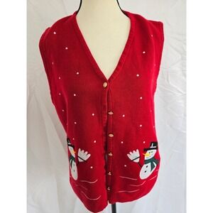 Crystal Kobe Womens‎ Red Snowman Ugly Christmas Sweater Vest Size L